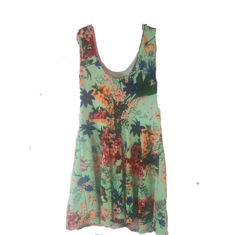 La Scala Size XL Mint Green Floral Dress Sleevless